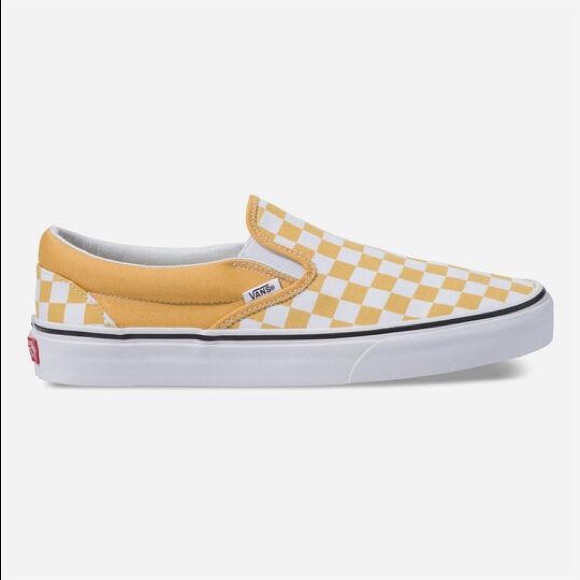 Vans Shoes - Vans Classic Slip-On Checkerboard Ochre Sneakers